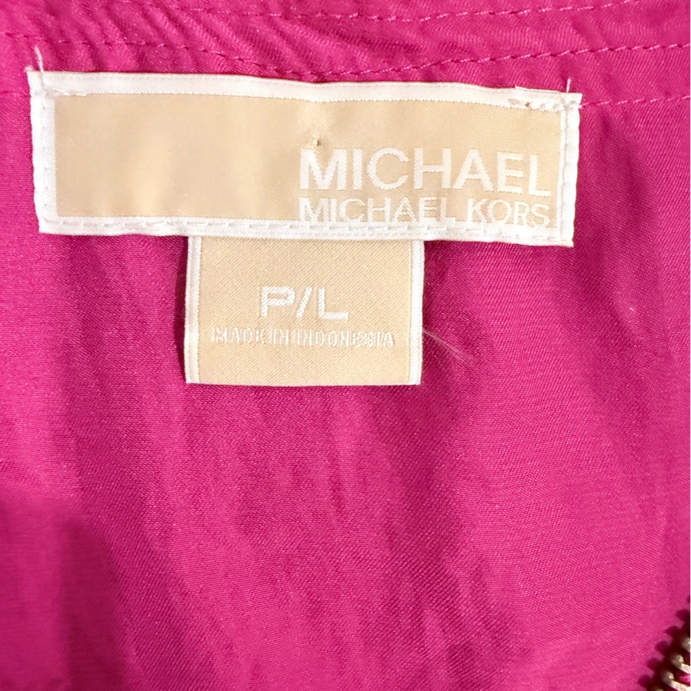 🔥Michael Kors Women’s Sleeveless Zip-Front Top in Fuchsia Size L Petite EC 🔥 - Picture 4 of 6